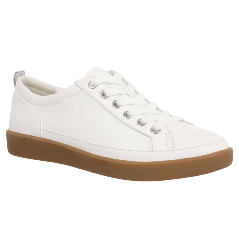 Vionic Women Winny Sneaker in White Gum Leather, Size 6